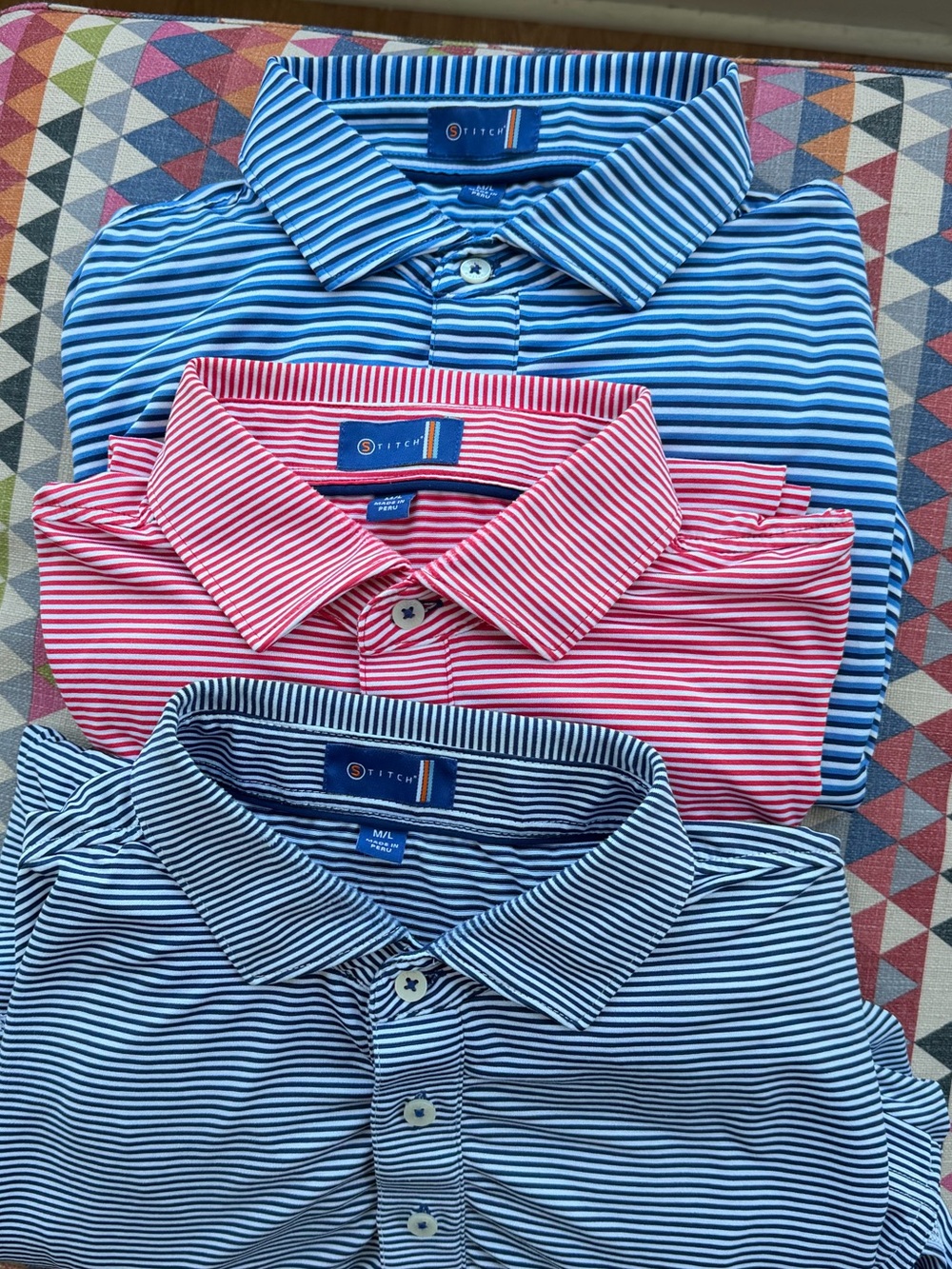 Stitch Striped Golf Polo Bundle size M/L